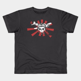 Japanese Warrior Flying Skull Kids T-Shirt